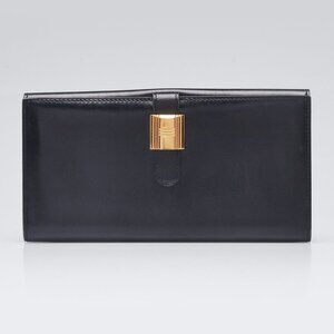 Hermes Black Box Leather Saumur Diane Long Wallet